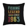 61st Birthday Fisherman Retro Vintage 1963 61 Years Fishing Throw Pillow view 1