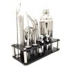 AAGAZA Cocktail Shaker Bartender Kit 17-Piece Cocktail Shaker Set Acrylic Bracket for Mixed Drinks Martini Bar Tools Set with Straws Cocktail Shaker Set /38 (Color : Silver, Size : 550ML) view 1