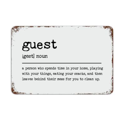 8x12in Rust Vintage Tin Signs Noun Definition Guest Aluminum Metal Sign Bedroom Hanging Decor Fun Definition Retro Plaque Metal Signs for Home Party Living Room Housewarming Gift