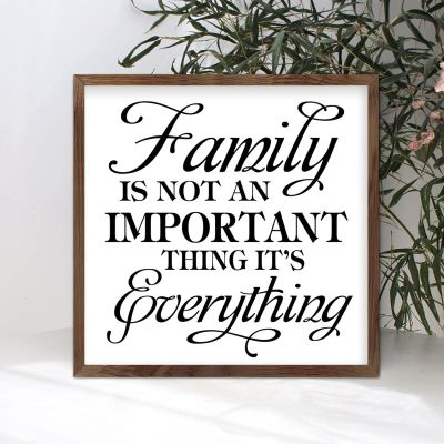 7x7in Framed Wood Sign Family Quote Home Theme Family is Not An Important Thing It's Everything Religious Quotes Apricot Frame Wooden Plaque for Washroom Farmhouse Cottage Wall Decor Housewarming Gift