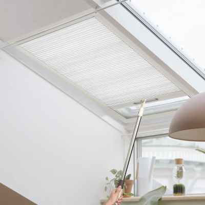 Keego Shade Cordless Free Stop Blinds for Skylight Single Cell Honeycomb Window Shade for Skylight Thermal Insulation Energy Saving Privacy Blind, Blackout, White, 54w x 48h