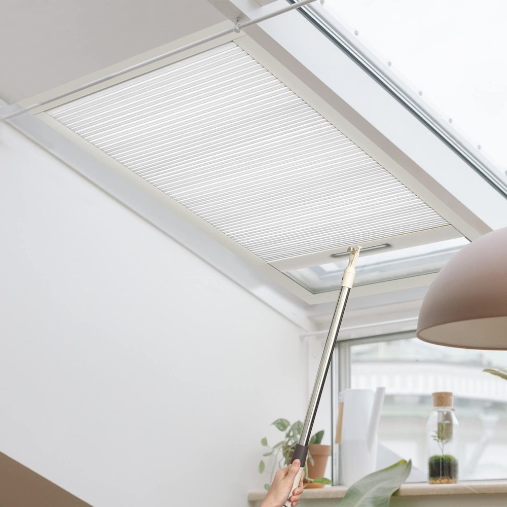 Keego Shade Cordless Free Stop Blinds for Skylight Single Cell Honeycomb Window Shade for Skylight Thermal Insulation Energy Saving Privacy Blind, Blackout, White, 54w x 48h