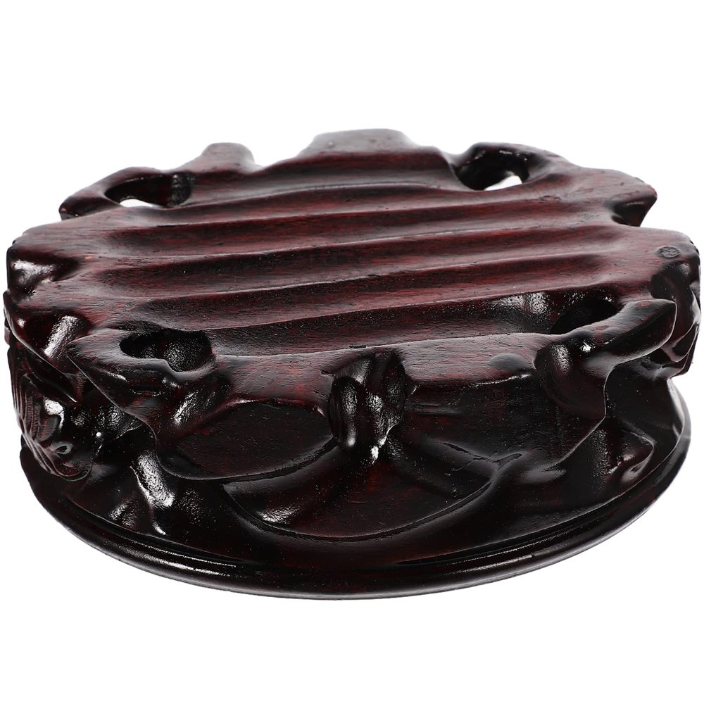 LIFKOME Wooden Crystal Display Base Round Potted Plant Stand Thickened Wood Holder for Indoor Plants Sturdy Craftsmanship for Home Retail and Floral Decor
