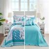 HZ & HY Coastal Oversized King Bedspread, Lightweight Beach Bedding Nautical Quilt, Real Stitching, Reversible, 6 Piece, 100% Microfiber, King/Cal King, Seahorse view 2