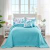 HZ & HY Coastal Oversized King Bedspread 128x120 Extra Wide, Lightweight Beach Bedding Nautical Quilt, Real Stitching, Reversible, 6 Piece, 100% Microfiber, King/California King, Seahorse view 3