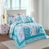 HZ & HY Coastal Oversized King Bedspread 128x120 Extra Wide, Lightweight Beach Bedding Nautical Quilt, Real Stitching, Reversible, 6 Piece, 100% Microfiber, King/California King, Seahorse view 4