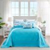 HZ & HY Coastal Oversized King Bedspread 128x120 Extra Wide, Lightweight Beach Bedding Nautical Quilt, Real Stitching, Reversible, 6 Piece, 100% Microfiber, King/California King, Coral view 3