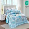 HZ & HY Coastal Oversized King Bedspread 128x120 Extra Wide, Lightweight Beach Bedding Nautical Quilt, Real Stitching, Reversible, 6 Piece, 100% Microfiber, King/California King, Coral view 4