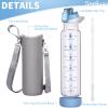Seekua 32 oz Sports Glass Water Bottle with Straw and Time Marker, Large Resuable Motivational Glass Drinking Bottle for Infused Water, Fruit, Smoothie, Coffee view 3