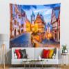 CORFOTO European Buildings Night Oktoberfest Tapestry Wall Hanging Fabric 60x50 Inch German Bavaria Town Street Tapestry Bavarian Party Decorations Bedroom Aesthetic Living Room Dorm Decor view 2