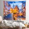 CORFOTO European Buildings Night Oktoberfest Tapestry Wall Hanging Fabric 60x50 Inch German Bavaria Town Street Tapestry Bavarian Party Decorations Bedroom Aesthetic Living Room Dorm Decor view 3