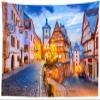 CORFOTO European Buildings Night Oktoberfest Tapestry Wall Hanging Fabric 60x50 Inch German Bavaria Town Street Tapestry Bavarian Party Decorations Bedroom Aesthetic Living Room Dorm Decor view 4