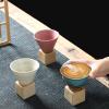 200ml Coarse Pottery Coffee Mug with Base, Retro Novelty Funnel Ceramic Coffee Cup Triangular Cone Shape Porcelain Mug, Coffee Cup for Latte Yogurt view 2