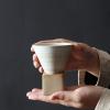 200ml Coarse Pottery Coffee Mug with Base, Retro Novelty Funnel Ceramic Coffee Cup Triangular Cone Shape Porcelain Mug, Coffee Cup for Latte Yogurt view 4