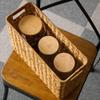 Happyyami Hand-Woven Magazine Basket Magazine Wicker Basket Rattan Magazine Holder Desk Storage Baskets with Handle for Bathroom Office view 3