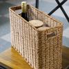 Happyyami Hand-Woven Magazine Basket Magazine Wicker Basket Rattan Magazine Holder Desk Storage Baskets with Handle for Bathroom Office view 4
