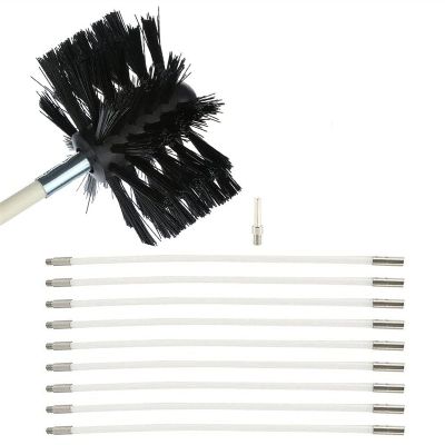 chimney sweep kit Chimney Cleaning Brush Kit, Duct Vent Cleaning Set With 9 /12 / 15 /18 Pcs Bendable Connectable Flexible Rods And 1Pcs Replaceable Brush Head, Drainage Pipeline Flue Cleaning Tool, E