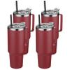 HASLE OUTFITTERS 40 oz Stainless Steel Tumbler with Handle, Vacuum Insulated Tumblers Bulk, Reusable Double Wall Travel Coffee Mug, Durable Powder Coated Water Bottles(Wine Red, 4) view 1