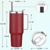 HASLE OUTFITTERS 40 oz Stainless Steel Tumbler with Handle, Vacuum Insulated Tumblers Bulk, Reusable Double Wall Travel Coffee Mug, Durable Powder Coated Water Bottles(Wine Red, 4) view 3