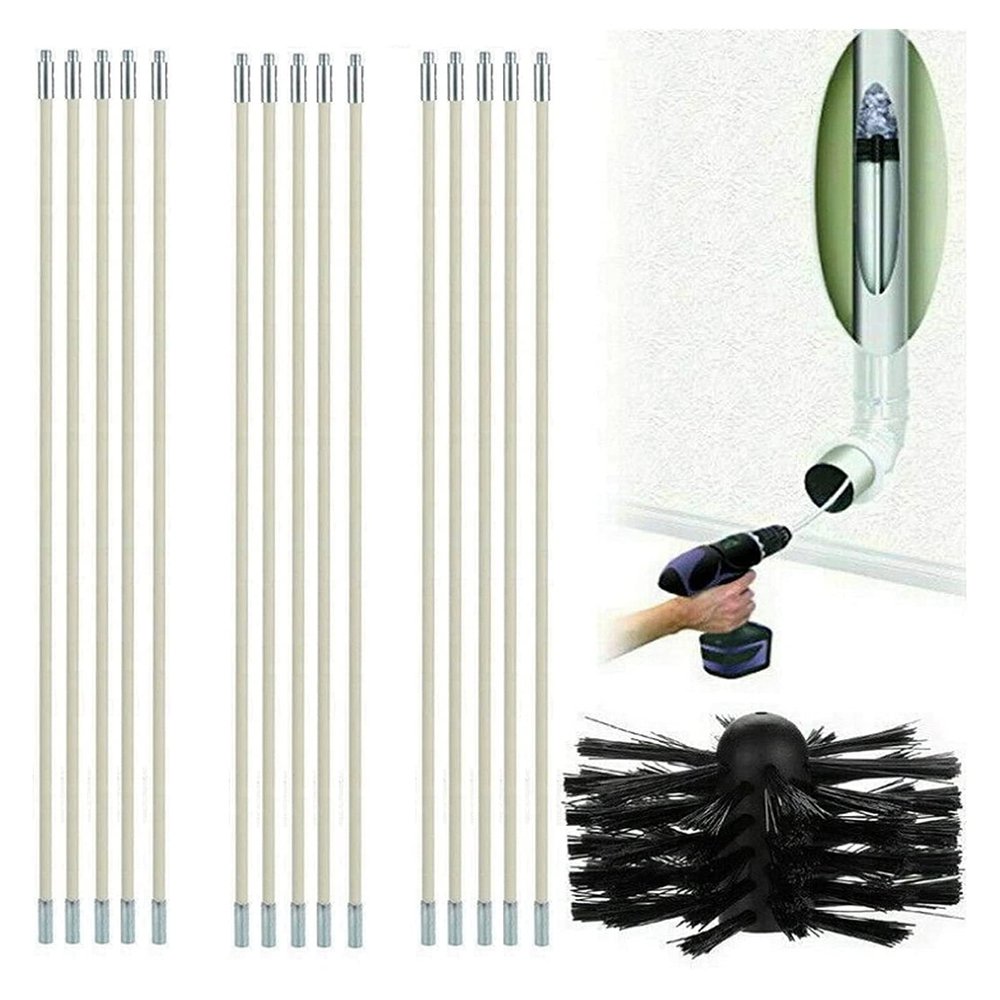 chimney sweep kit Dryer Duct Cleaning Kit Indoor Easy Assemble Lint Remover Fireplace Chimney Sweep Brushes Multipurpose Dryer Vent Cleaning Brush With 9/15/18 Flexible Rods And Brush Head ( Color : 1