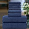 Smuge Ultra Soft 8 Piece Textured Bath Towel Set for Bathroom Shower Pool, Kitchen, Quick Dry, Lightweight Highly Absorbent - 2 Oversized Bath Towel Sheets, 2 Hand Towels, 4 Washcloths - Navy Blue view 1