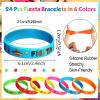 Xinnun 24 Pcs Cinco De Mayo Bracelets Wristband, Mexican Fiesta Gifts, Mexican Bracelets with Taco Cactus Piata Pattern for Taco Favors(Fiesta) view 2