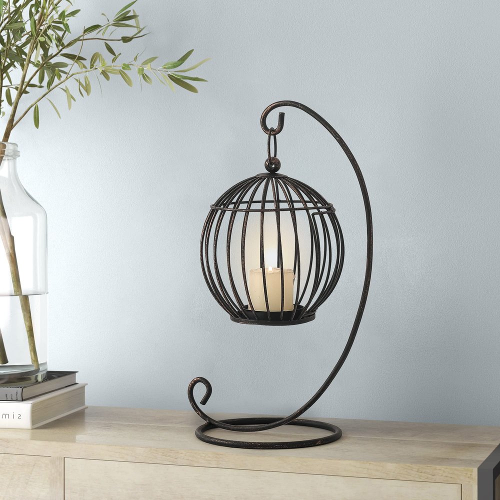 Adeco Decorative Table Candle Lanterns, Outdoor Hanging Lanterns Rustic Home Decor for Garden, Patio