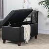Adeco Storage Ottoman, Faux Leather Rectangular Tufted Upholstered Bench with Wood Legs, Footrest Stool Coffee Table for Living Room Bedroom Entryway Hallway (Black) view 4
