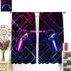 Abstract Modern Gamer Games Rod Pocket Blackout Curtains - Gamepad Gaming Boys Gamer Room Decor Window Drapes Set Energy Saving Thermal Insulated Drapes for Living Room 2 Panels 54L x 21W view 3