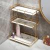 Bathroom Organizer Countertop Perfume Organizer Makeup Organizer Cosmetics Storage Display Rack Vanity Tray Dresser Stainless Steel Gold Shelf White Marble Ceramic Tray view 1