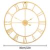 1st owned Large Wall Clock Metal Retro Roman Numeral Clock, Modern Round Wall Clocks Almost Silent, Easy to Read for Living Room/Home/Kitchen/Bedroom/Office/School Decor (Gold, 32 Inch) view 2