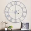 1st owned Large Wall Clock Metal Retro Roman Numeral Clock, Modern Round Wall Clocks Almost Silent, Easy to Read for Living Room/Home/Kitchen/Bedroom/Office/School Decor (Silver, 32 Inch) view 1