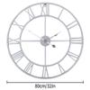 1st owned Large Wall Clock Metal Retro Roman Numeral Clock, Modern Round Wall Clocks Almost Silent, Easy to Read for Living Room/Home/Kitchen/Bedroom/Office/School Decor (Silver, 32 Inch) view 2