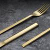 Gold Silverware Set for 10 Square Flatware Cutlery Utensils Set Stainless Steel 50 Piece Include Knifes Forks and Spoons Tableware Set Home&Kitchen Restaurant Wedding Mirror Polished view 3