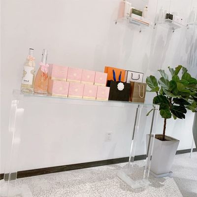 KWOKING Acrylic Rectangle Accent Table Modern 1-Shelf Console Table for Hall Modern Acrylic Entrance Hall Living Room Long Table Entrance Rectangular Corridor Table Acrylic 47.5" L x 12" W x 31.5" H