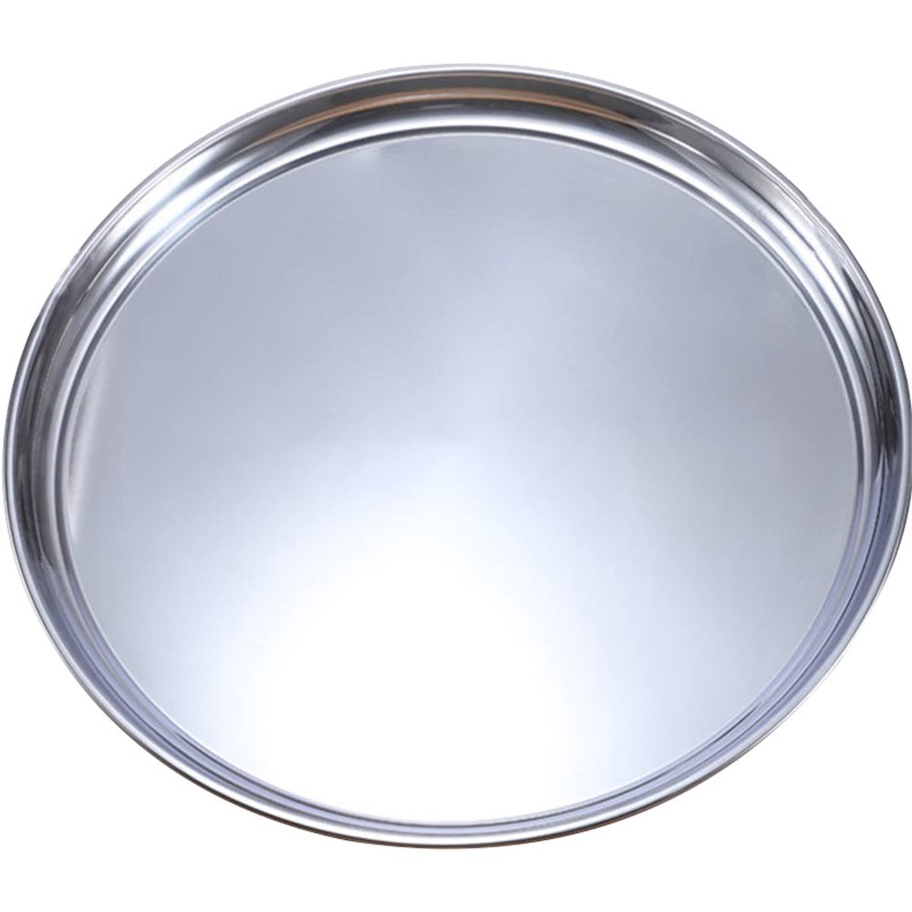 ECYC 17.68 inch Large Stainless Steel Round Plate, Thick Large Metal Dinner Plates Dishes Serving Tray for Kitchen Restaurant Hotel
