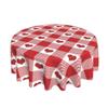 AEIOAE Valentine's Day Tablecloth 70 Inch Round, Buffalo Plaid Love Hearts Table Cloth, Valentines Tablecloths Polyester Fabric Farmhouse Decorative for Valentine Wedding Home Kitchen Dining Party view 1