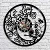 Vinyl Record Wall Clock Polish Bar Wall Clock Beauty Hanging Decor Art12 Inches (30 Cm) view 3