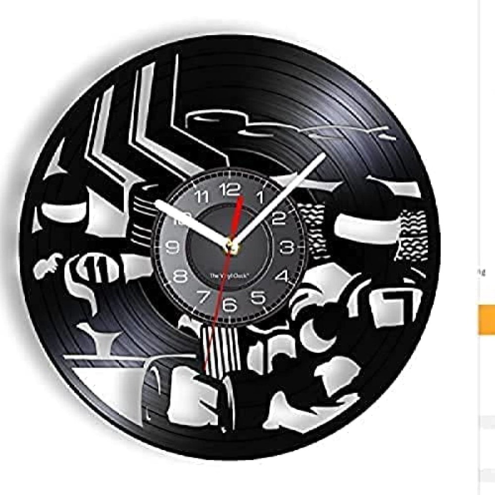 12 Inch Wall Clock Silent Non-Ticking Racing Retro Vinyl Record Wall Clock Driver Teenage Room Decor Cool Music Album Clock Racing Lover Gift Gift