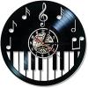 Piano Keyboard Vinyl Record Wall Clock Sheet Music Piano Treble Clef Notes Wall Clock Music Room Decor Wall 12 Inches (30 Cm) view 1