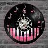 Piano Keyboard Vinyl Record Wall Clock Sheet Music Piano Treble Clef Notes Wall Clock Music Room Decor Wall 12 Inches (30 Cm) view 3