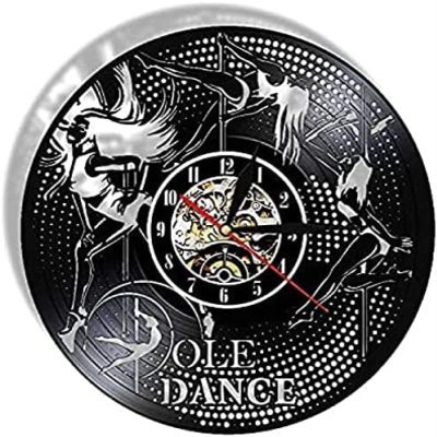 Vintage Nightclub Wall Art Pole Dance Vinyl Record Wall Clock Decoration Pole Dance Wall Clock Handmade Dancer Gift 12 Inches (30cm)