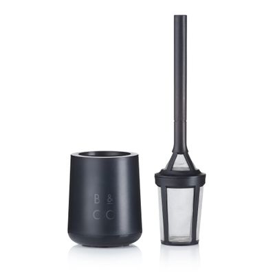 BARISTA & CO Brew It Stick Coffee & Tea Infuser - Plastic Reusable Coffee Strainer with Pot Holder - Black Coffee and Tea Steeper with Stainless Steel Mesh to Use a Medium to Coarse Ground Coffee