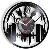 Headphone Wall Clock Made of Real Vinyl Record, Acoustic Guitar, Microphone Icon, LED Backlight, Modern Clock for Music Lovers 12 Inches (30cm) view 1