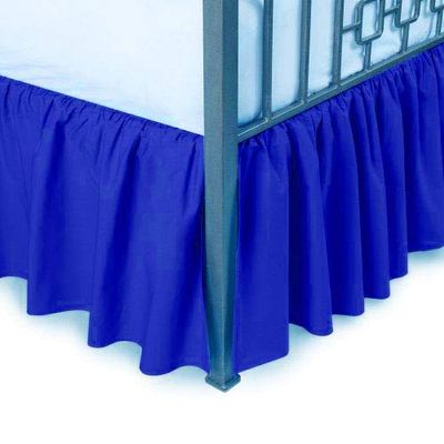 Royal Blue Ruffled Bed Skirt Split Corners Twin Size 30 Inch Drop with Platform Three Sided Coverage with 820 Thread Count Egyptian Cotton Ruffled Gatherd Bed Skirt