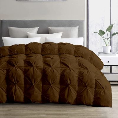 Lotus Bedding Brown Solid Color Ultra Soft Comforter Pintuck Pinch Pleated Comforter/Duvet Full (84 x 86) Inches Size 1 Piece All Seasons 100% Egyptian Cotton 300 TC