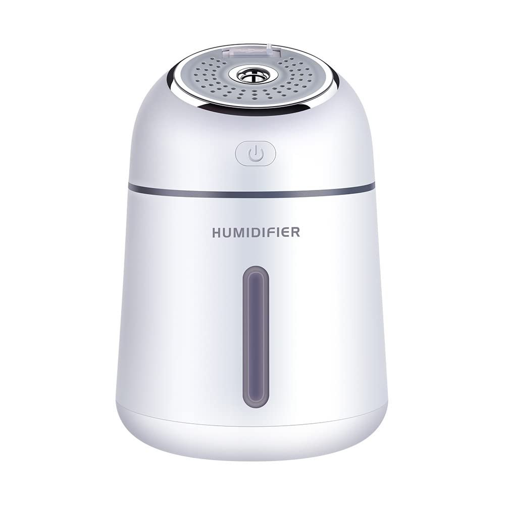 XARONF Mini Humidifiers, 350ml Desk Humidifiers Essential Oil Diffuser, Quiet Operation, Night Light Function, Auto Shut-Off for Bedroom, Babies Room, Office, Home, White (Color : White)