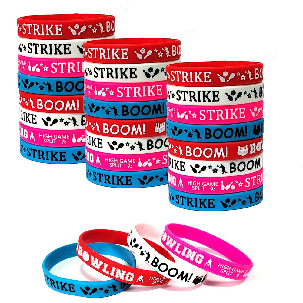 Oringaga 24PCS Bowling Silicone Party Favors Rubber Wristband Bowling Party Supplies Motivational Sports Prize - Carnival/Events Party
