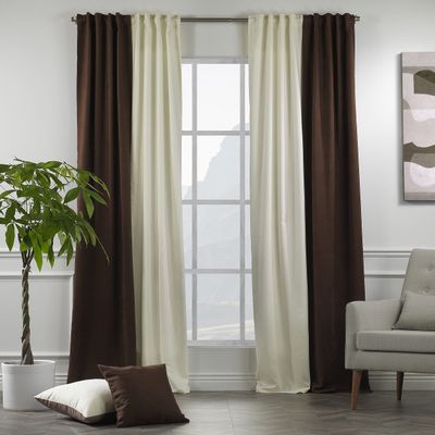 CASANEMA Combined Mix and Match 4 Panels Curtains with 2 Color Combination Velvet Look Hanging Back Tap & Rod Pocket Bedroom Office Windows Luxury Home Dcor 28W x204L