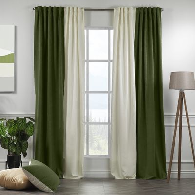CASANEMA Combined Mix and Match 4 Panels Curtains with 2 Color Combination Velvet Look Hanging Back Tap & Rod Pocket Bedroom Office Windows Luxury Home Dcor 28W x204L